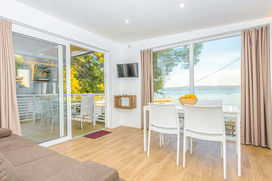 Mobilheim Vista, Meerblick. Wohnzimmer mit Meerblick