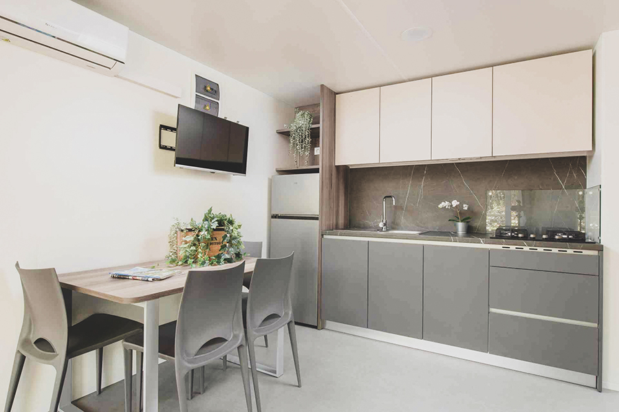 Mobilheim Vista, erste Reihe. Küche