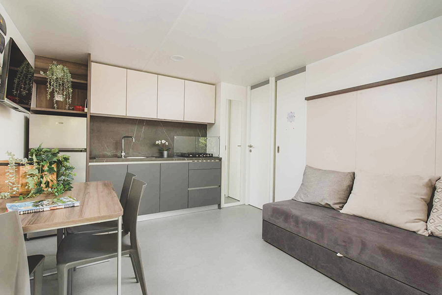 Mobilheim Vista, erste Reihe. Wohnküche