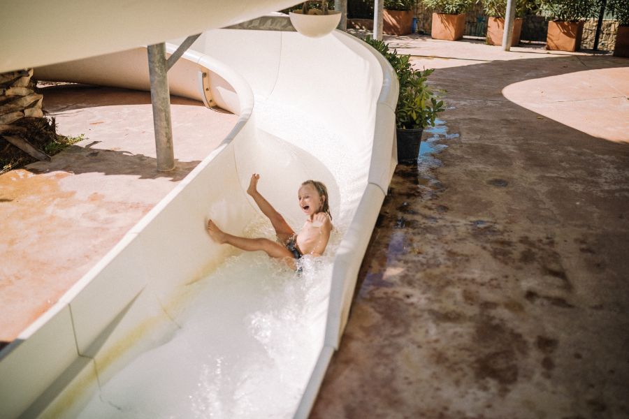 Waterslides for adults and children at the Riu campsite