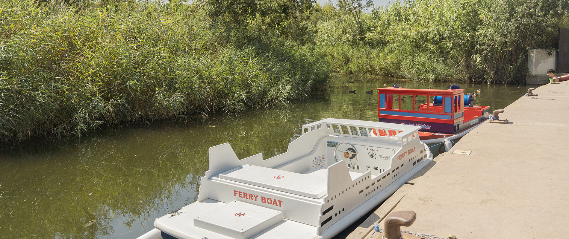 Barcas eléctricas en el río camping sènia riu